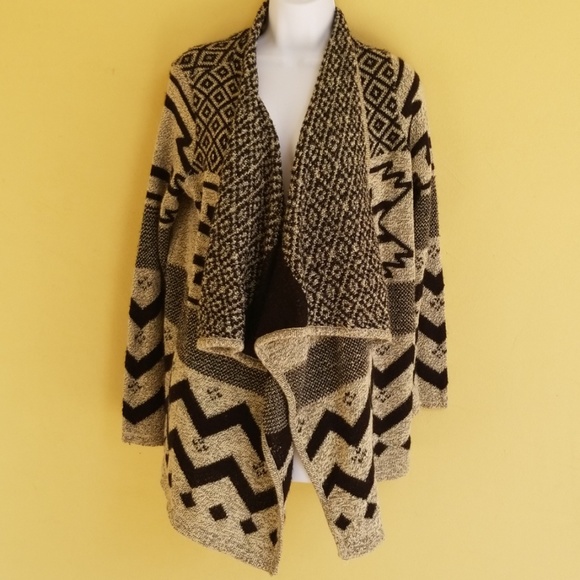 society 8 Sweaters - Society 8 Black & Tan Aztec Wrap Sweater